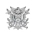 polish crest with flowers tattoo design idea