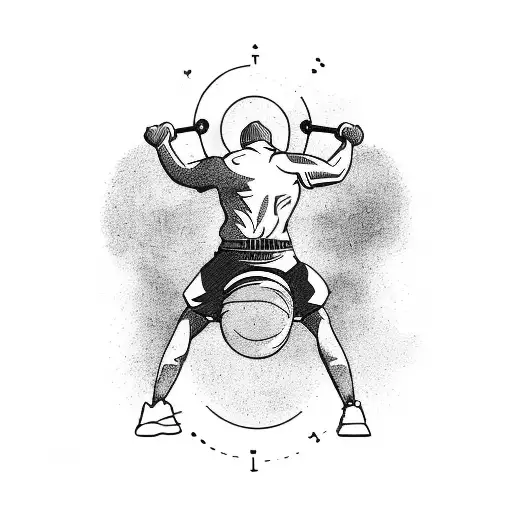 A dynamic tattoo of an athlete running with a tractor on their shoulder, symbolizing the strength and determination you possess in both your occupation and hobby. tattoo design idea