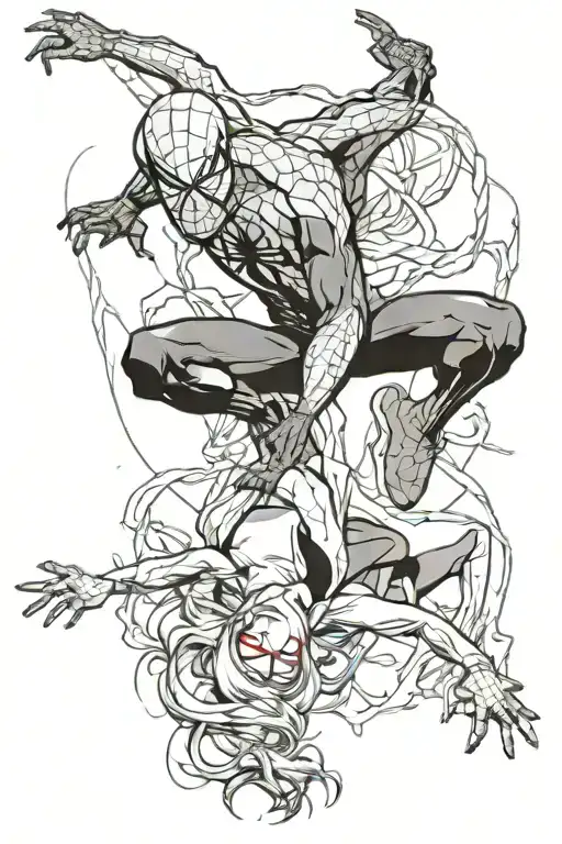 Spider-Man trying to save Gwen Stacy from falling like in amazing Spider-Man 2 tattoo design idea