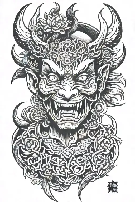 sukuna face tattoo design idea