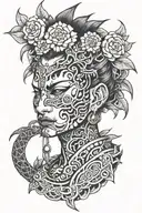 sukuna face tattoo design idea