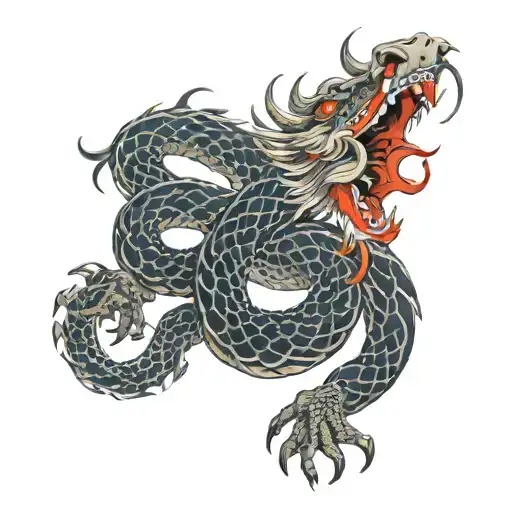 braided Japanese dragon tattoo design idea