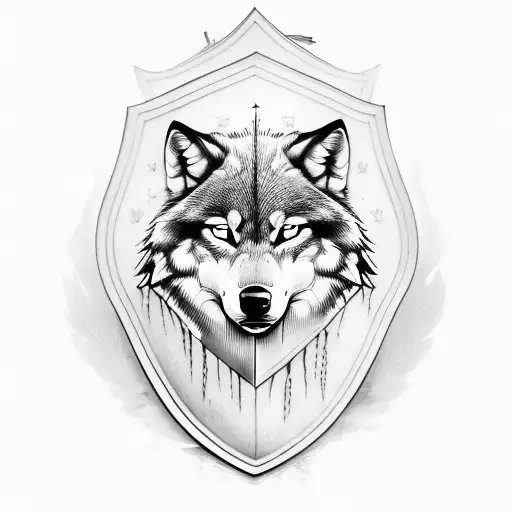 shield with wolf incorporated and Prov. 4:20-27 tattoo design idea