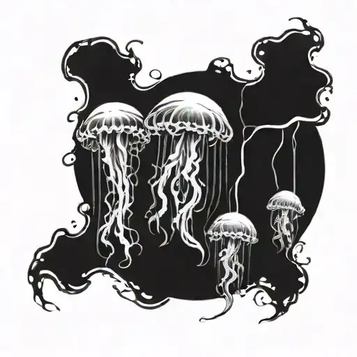 five jellyfish tattoo design idea