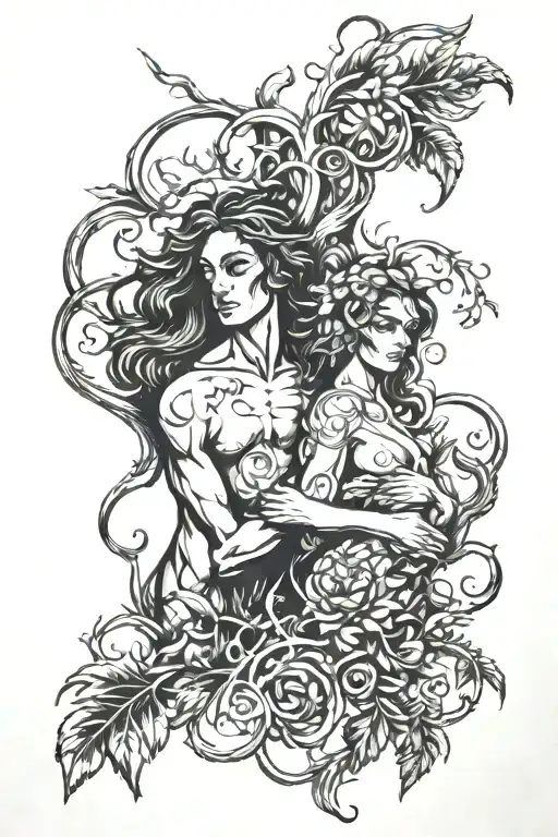 Adam and eve original sin tattoo design idea