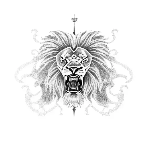gladiator fighting lion tattoo design idea