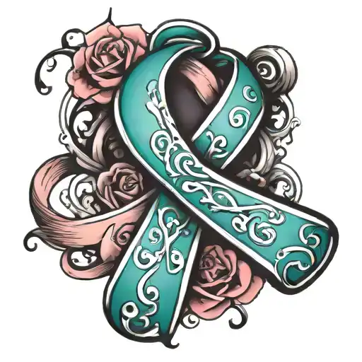 cancer ribbon tattoo design idea