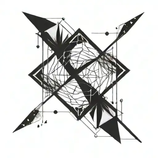 A minimalist blackwork tattoo of a Virgo constellation intertwined with stylish geometric shapes tattoo design idea