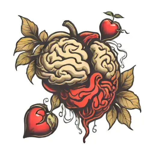 brain vs heart image tattoo design idea