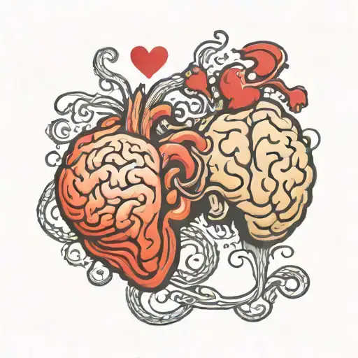 brain vs heart image tattoo design idea