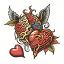 brain vs heart image tattoo design idea