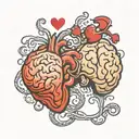 brain vs heart image tattoo design idea