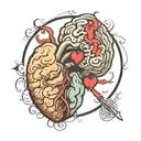 brain vs heart image tattoo design idea