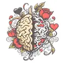 brain vs heart image tattoo design idea