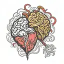brain vs heart image tattoo design idea