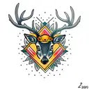 dark three eyed deer tattoo design idea