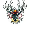 dark three eyed deer tattoo design idea