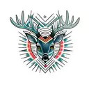 dark three eyed deer tattoo design idea