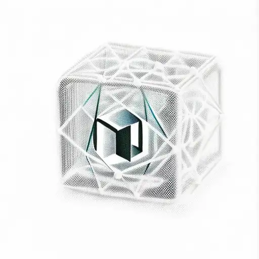 a cube-shaped cage but on one instead of bars there is the writing "belief" in cloud writing font tattoo design idea