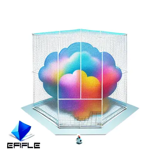 a cube-shaped cage but on one instead of bars there is the writing "belief" in cloud writing font tattoo design idea