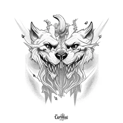 cerberus full body tattoo design idea