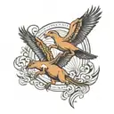 kangaroo and eagle soaring tattoo design idea