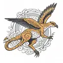 kangaroo and eagle soaring tattoo design idea