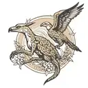 kangaroo and eagle soaring tattoo design idea