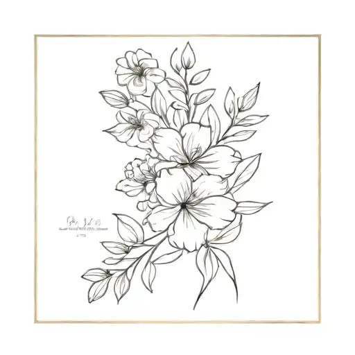 July September May August February April birth flower in a bouquet  tattoo design idea
