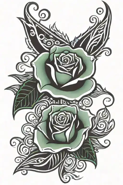green cancer awareness ribbon wrapped a red rose coming tattoo design idea