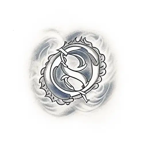 fire sign ampersand tattoo design idea