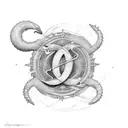 fire sign ampersand tattoo design idea