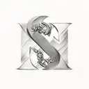 fire sign ampersand tattoo design idea