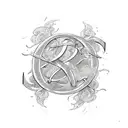 fire sign ampersand tattoo design idea