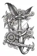  anchor compass feather arrow tattoo design idea