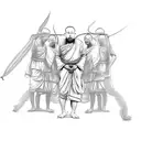 monk in mediating state with 7 chakaras sorrounding him  tattoo design idea