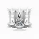 monk in mediating state with 7 chakaras sorrounding him  tattoo design idea