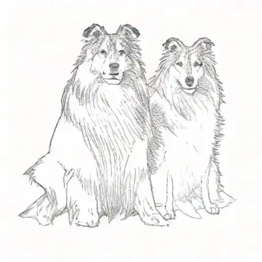 two collie dogs face inside  tattoo design idea