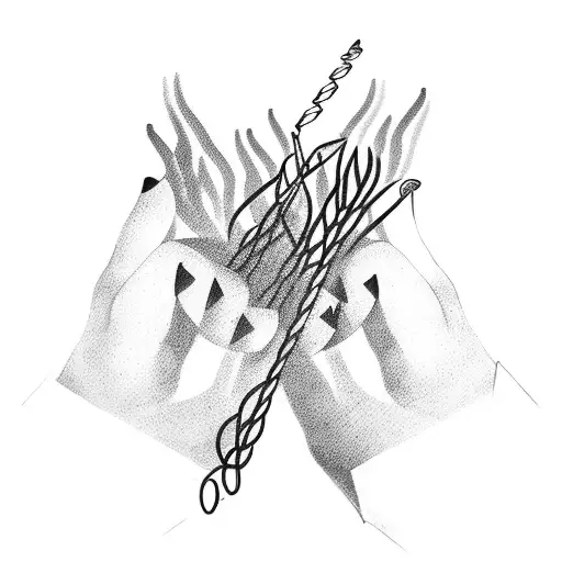 hand and forearm with whisks of olive tree branches and abstract waves tattoo design idea