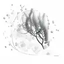 whisks of olive tree branches and abstract waves tattoo design idea