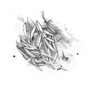 whisks of olive tree branches and abstract waves tattoo design idea