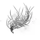 whisks of olive tree branches and abstract waves tattoo design idea