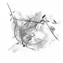 whisks of olive tree branches and abstract waves tattoo design idea