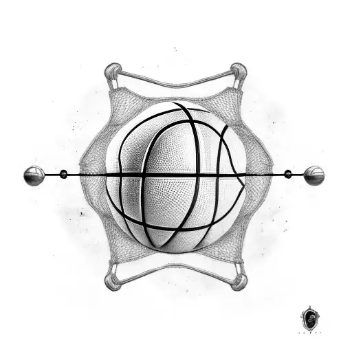 Basketball hoop with dopamine molecules as the net tattoo design idea