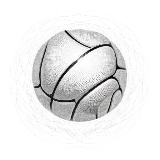 Abstract representation of a basketball using sketch style, with dopamine molecules as the background tattoo design idea