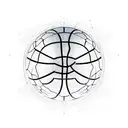 Abstract representation of a basketball using sketch style, with dopamine molecules as the background tattoo design idea