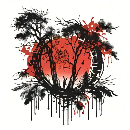 weeping willow trees tattoo design idea
