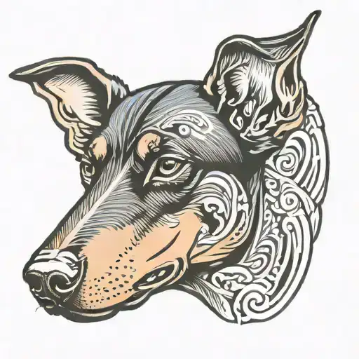 Doberman dog head tattoo design idea