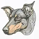 Doberman dog head tattoo design idea