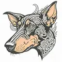 Doberman dog head tattoo design idea